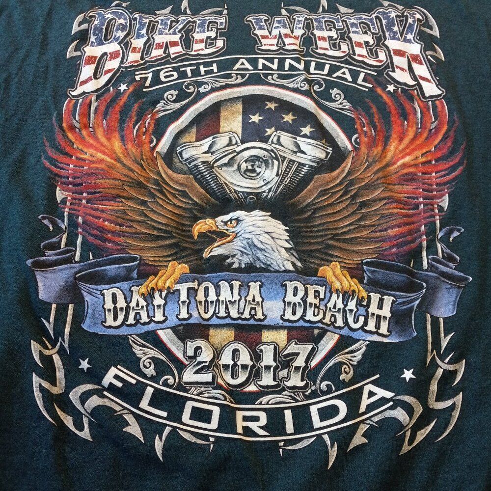 Daytona Beach 76 Annual 2017 Bike Week Fl Cotton Men' XL Short Sleeve T-Shirt